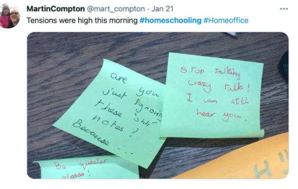 post it notes from child to father asking him to be quiet